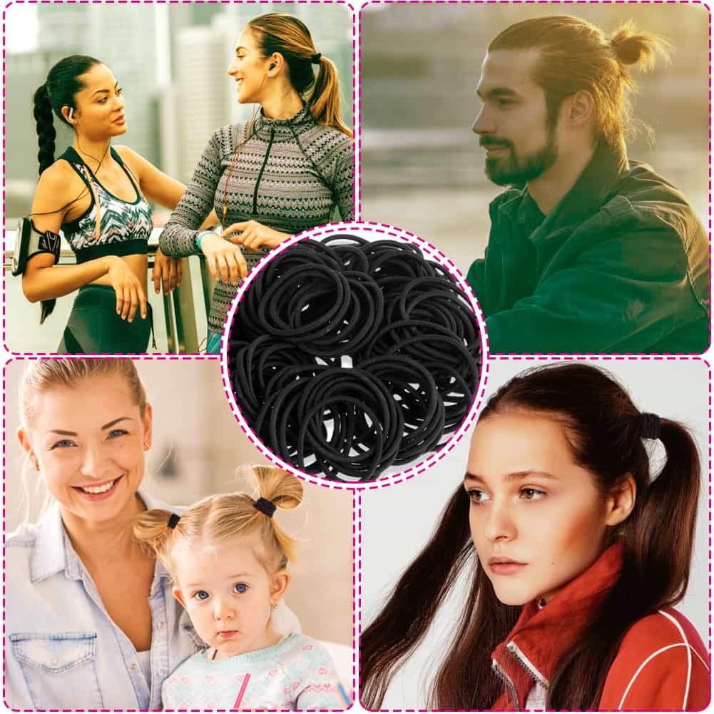 Bulk collection of durable snag free black hair ties for updos