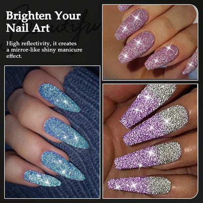 Reflective effect of Furtherpretty glitter powder under flash light