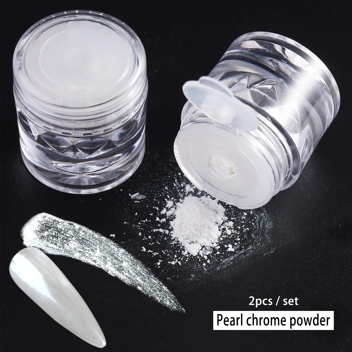 Close up of pearlescent chrome powder texture