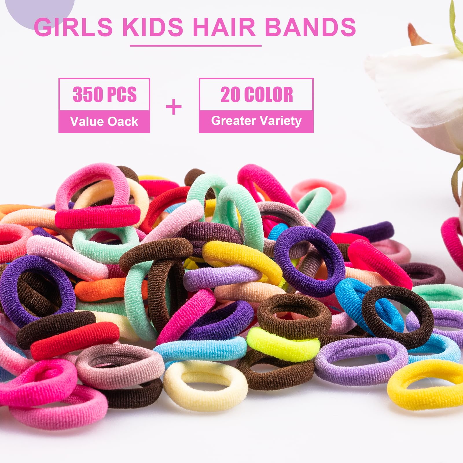 Small baby hair elastics for kids close up view showing soft cotton texture