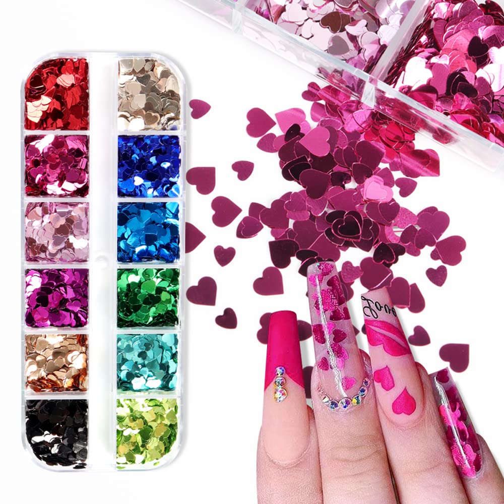 Usukusi heart sequins applied on professional nail art design