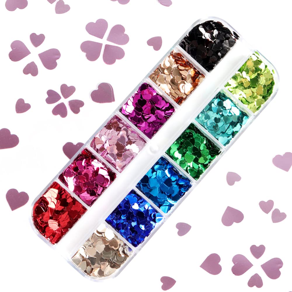 Top view of 3D heart glitter for DIY craft projects