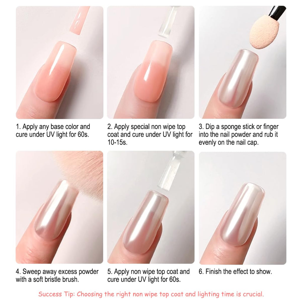 Stiletto nails decorated with moonlight white chrome powder