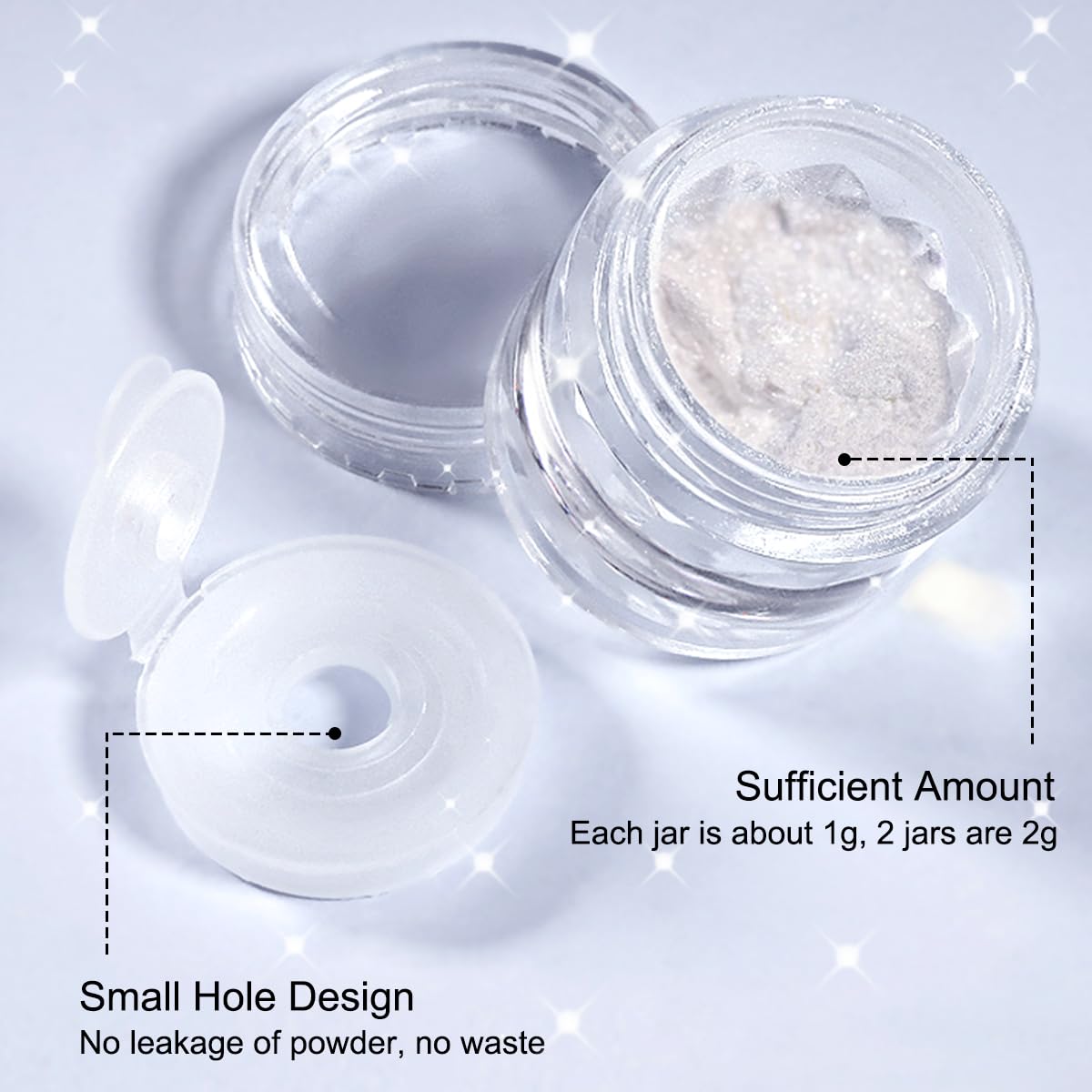 Fokostar holographic nail glitter pigment jars