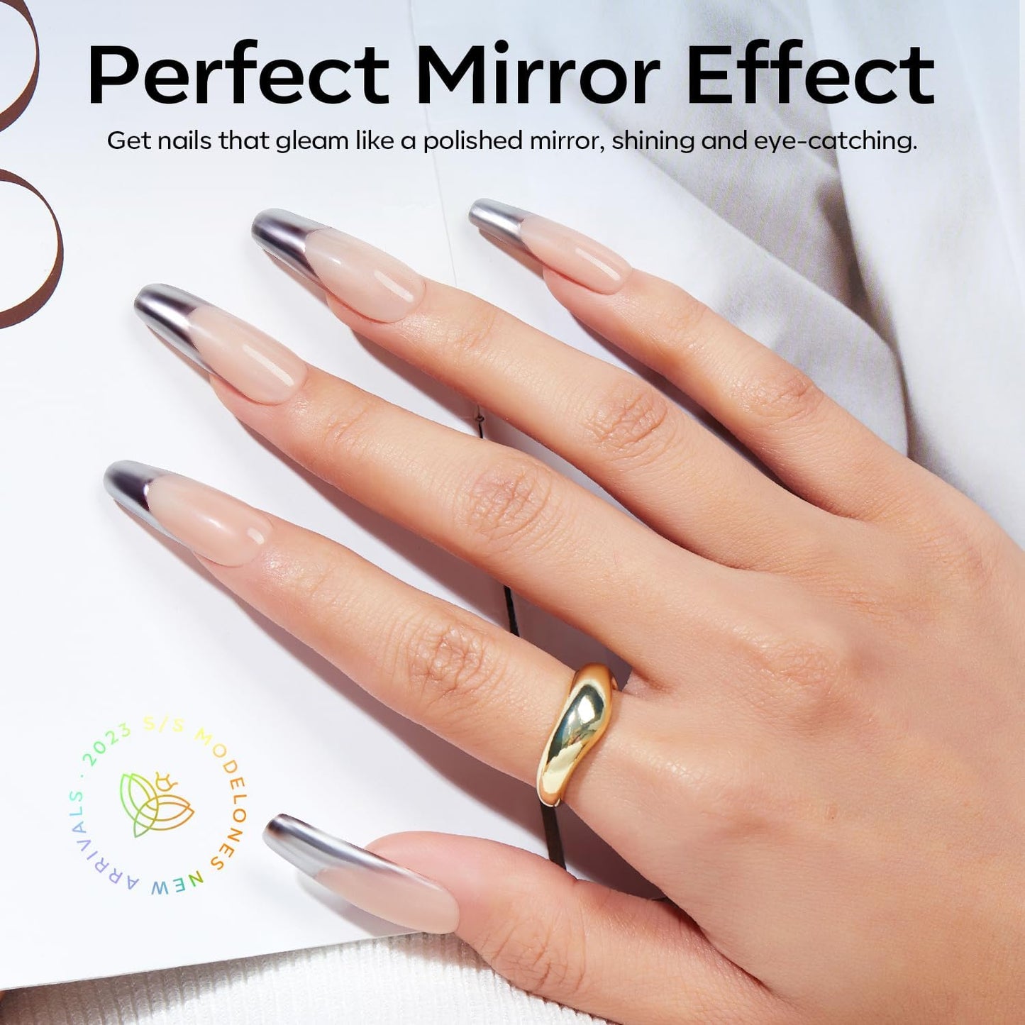 Four different shades of Modelones mirror effect nail powder