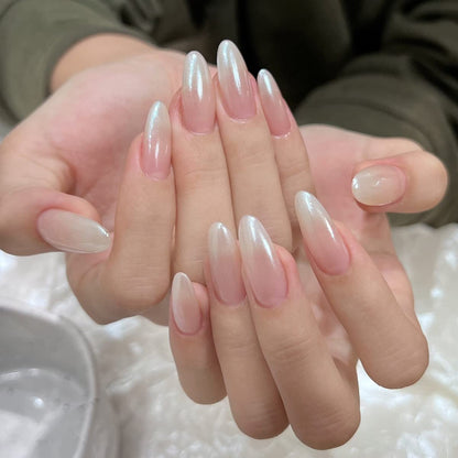 Professional manicure design using moonlight chrome powder
