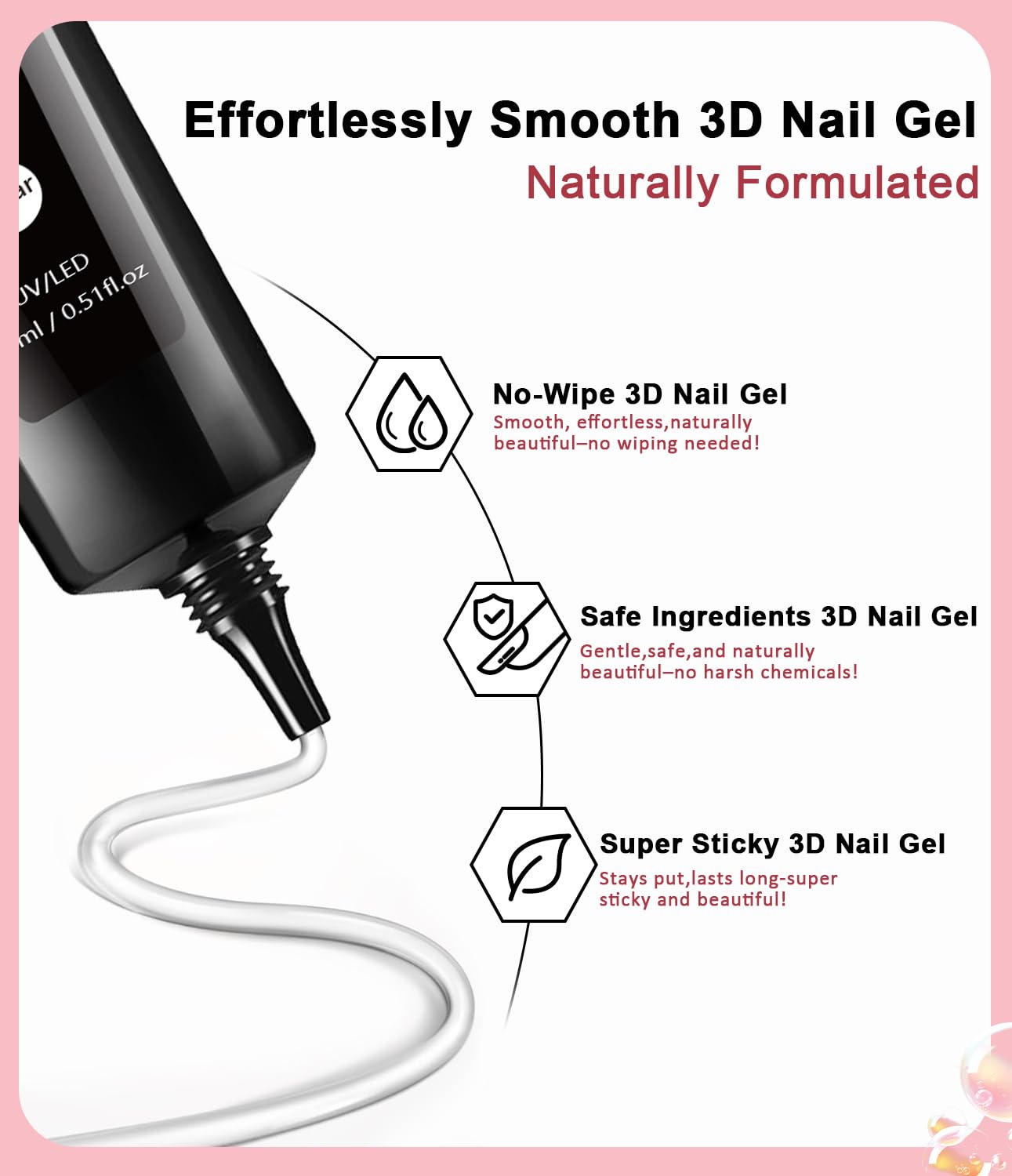 Top view of Bishengyf 3D nail gel art kit packaging