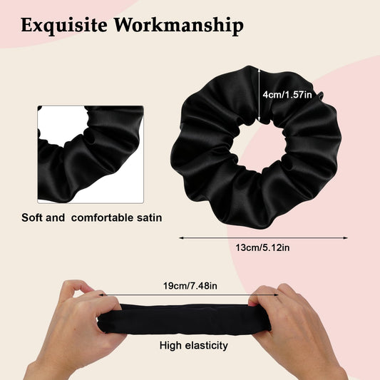 Close up view of the premium smooth fabric texture on the black no crease hair bands.