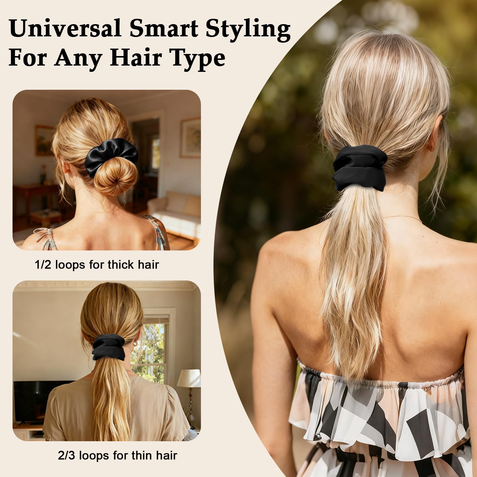 Seven Style hair bands holding a thick ponytail securely without causing tension.