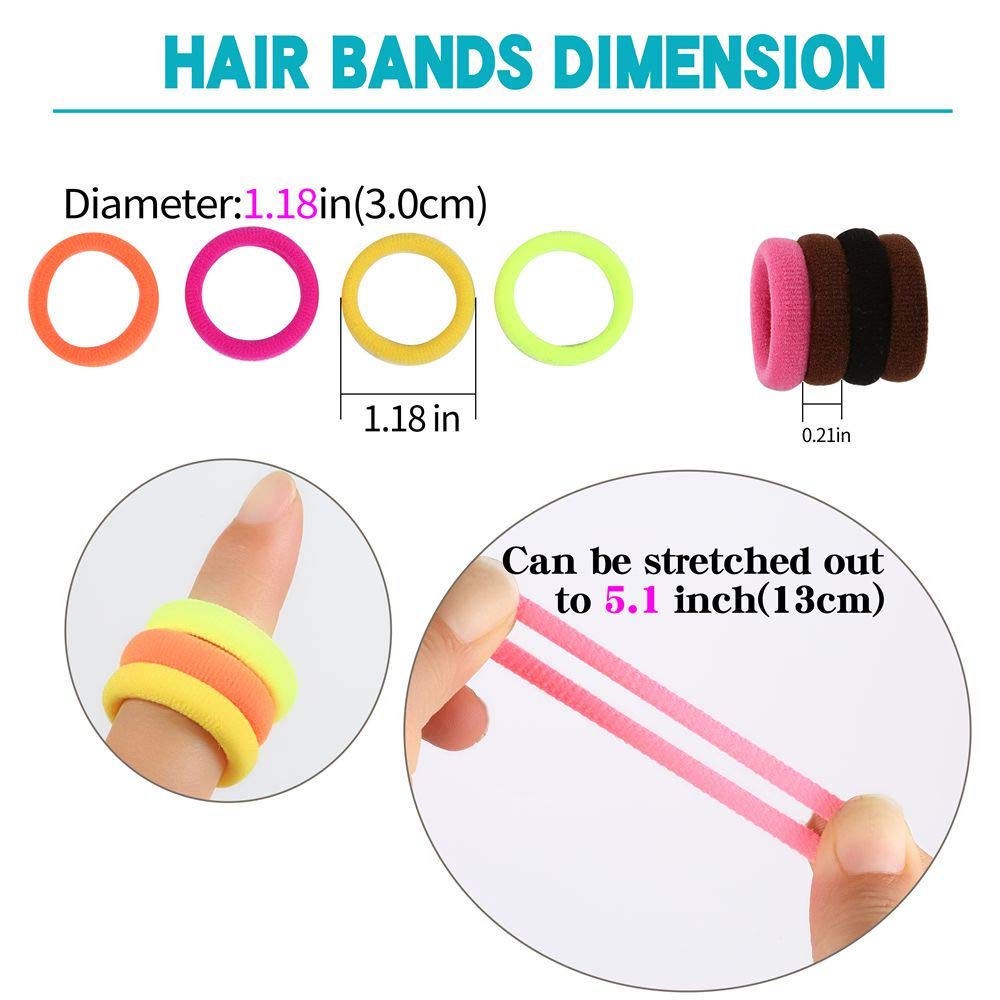 Multi color small hair accessories for girls showcasing stretchability and seamless design