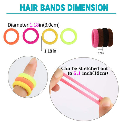 Multi color small hair accessories for girls showcasing stretchability and seamless design