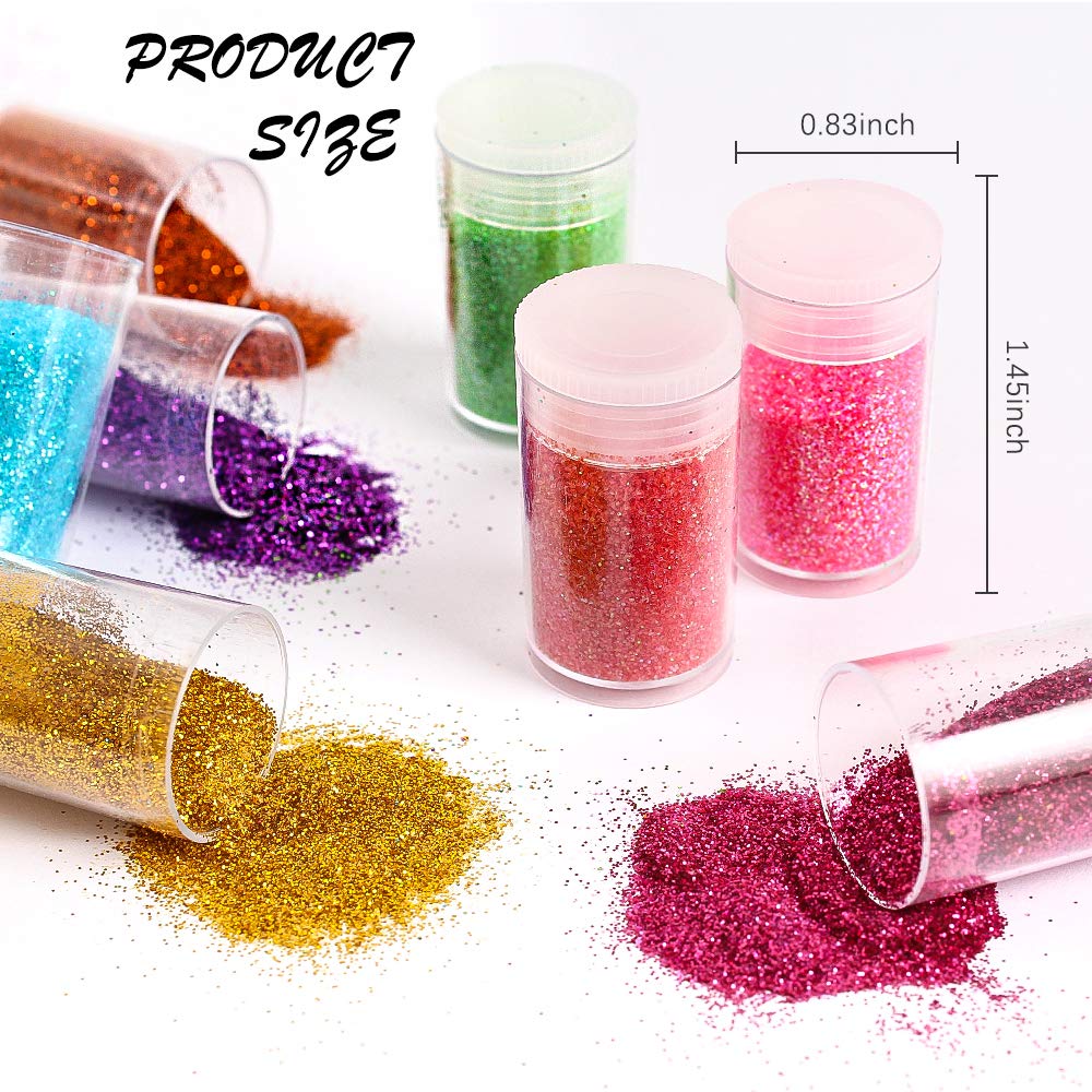 Estanoite glitter set display with 24 individual jars