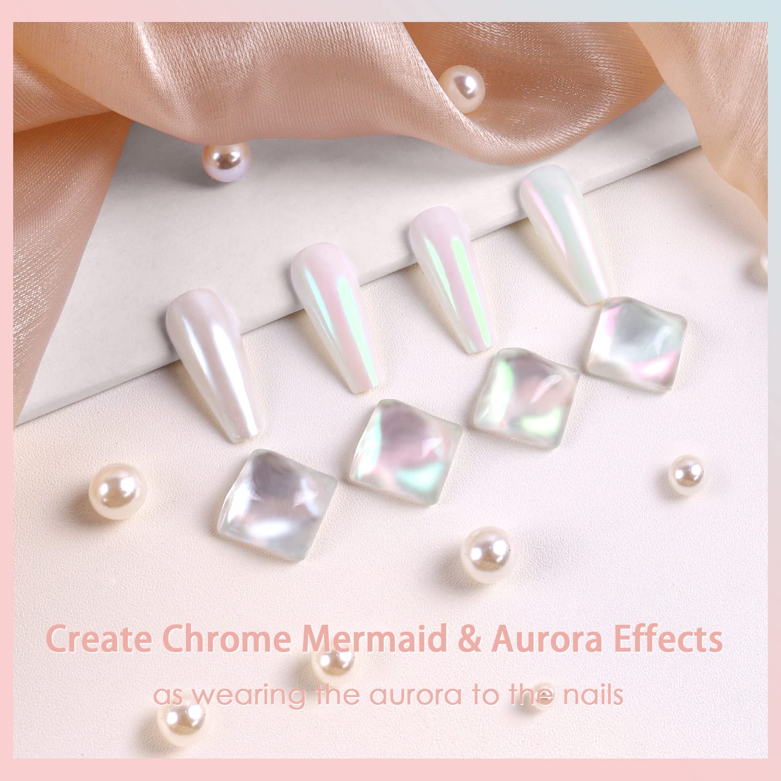 Close up of iridescent chrome nail powder pigment texture
