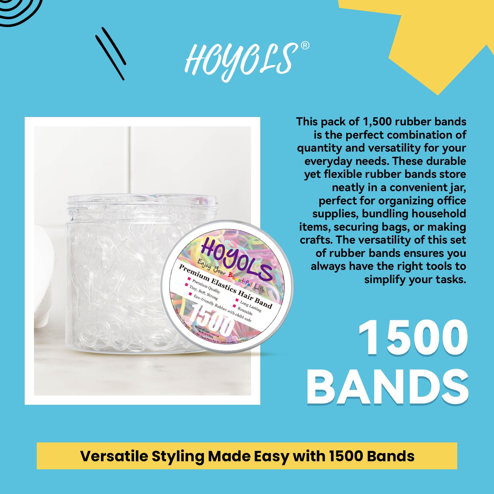 HOYOLS transparent no crease hair ties close up view