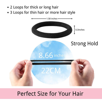Close up view of LuSeren no damage elastic ponytail holders emphasizing soft nylon texture.