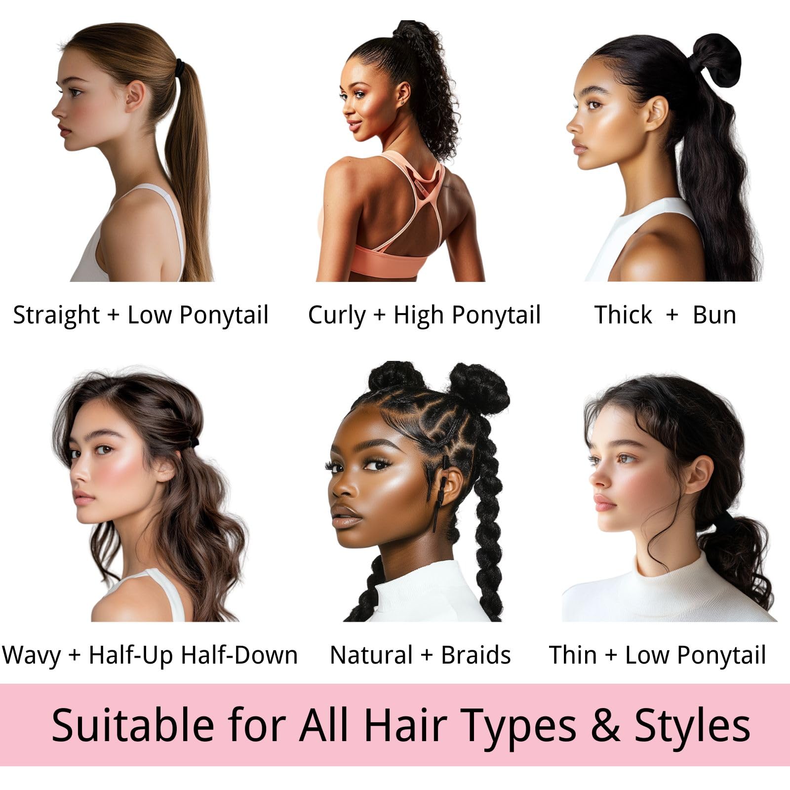 LuSeren nylon hair ties being used to secure a thick high ponytail hairstyle.