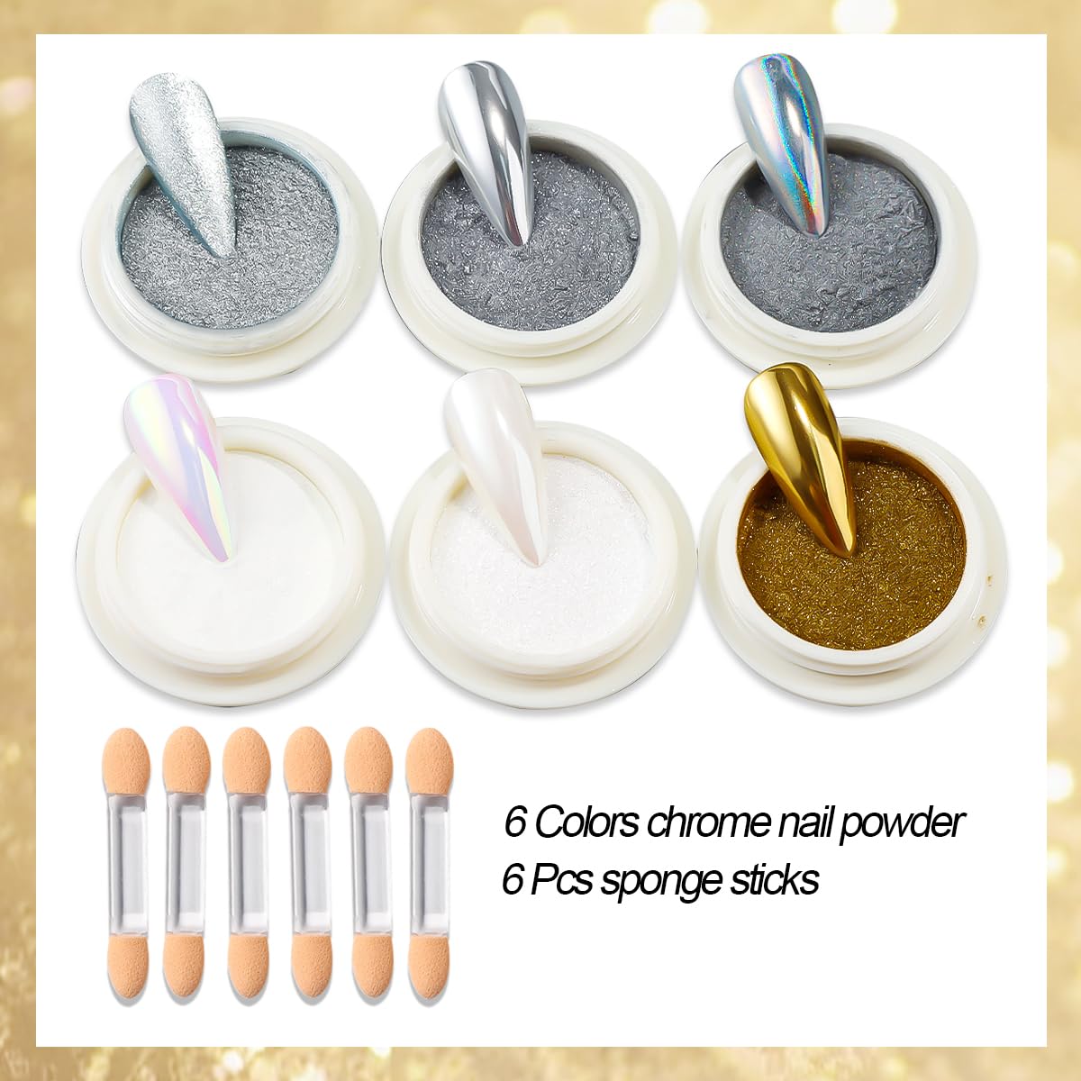 Close up of metallic mirror pigment powders