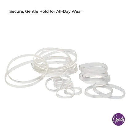 Close up of the secure hold ridge design on the clear polyband elastics.