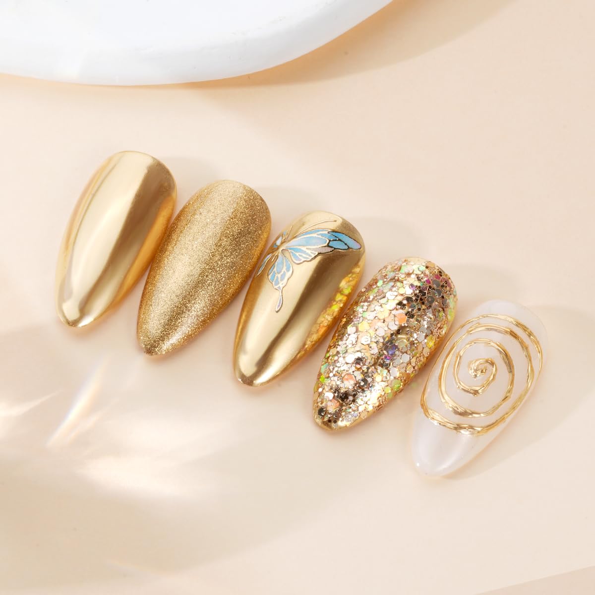 Pretty Diva chrome nail powder 1 gram container and applicator tool
