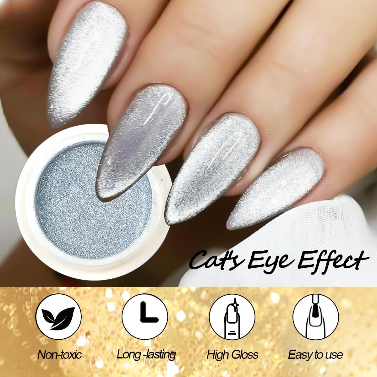Various shades of metallic chrome nail glitter