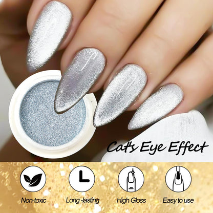 Various shades of metallic chrome nail glitter