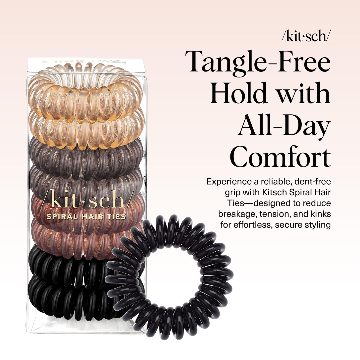 Kitsch phone cord hair ties in assorted brown shades for brunette hair.