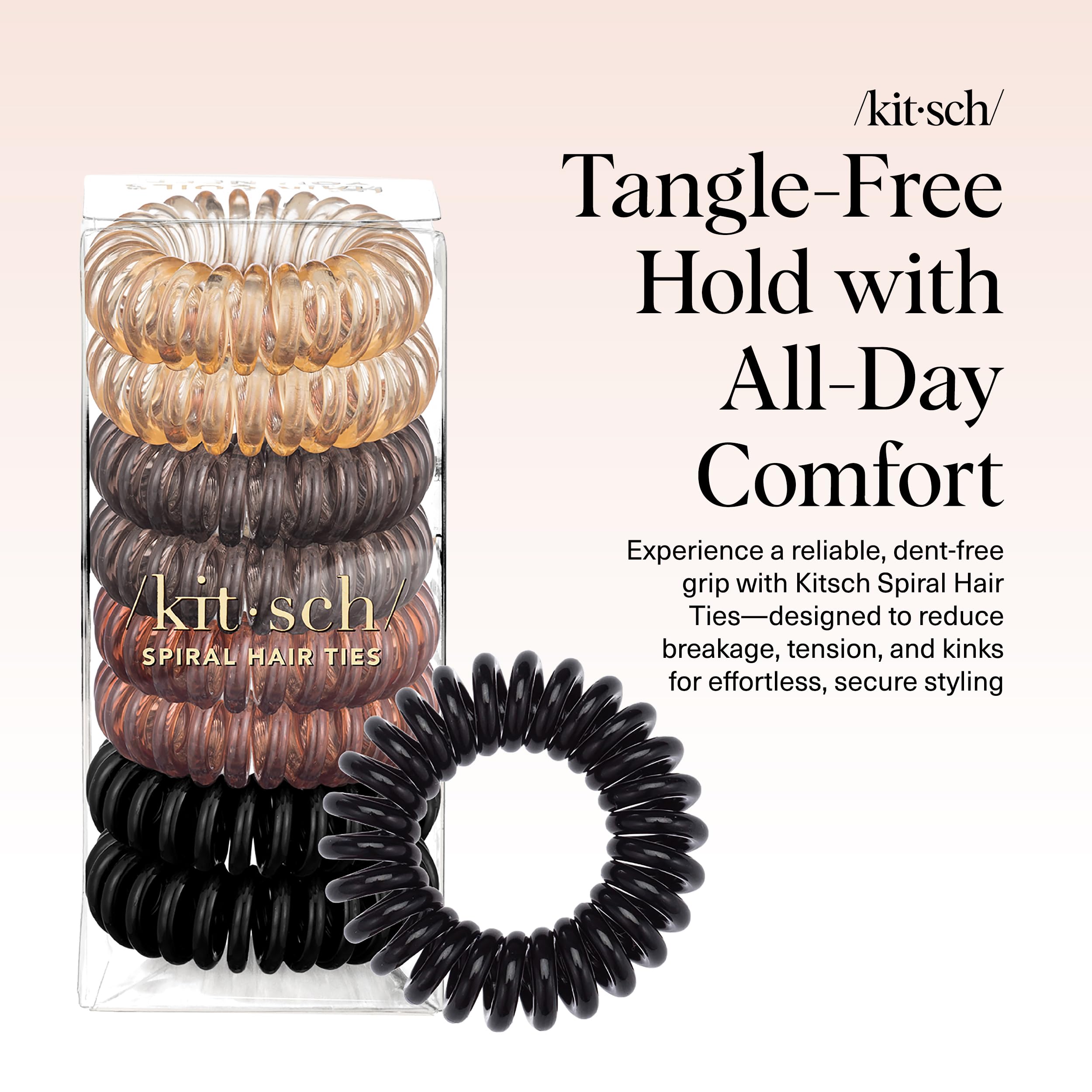 Kitsch phone cord hair ties in assorted brown shades for brunette hair.
