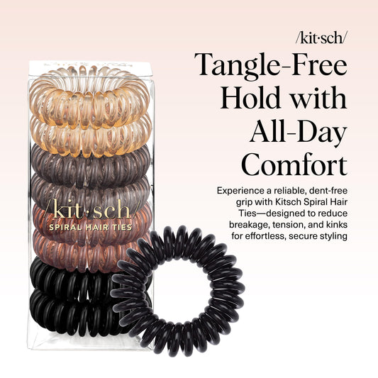 Kitsch phone cord hair ties in assorted brown shades for brunette hair.