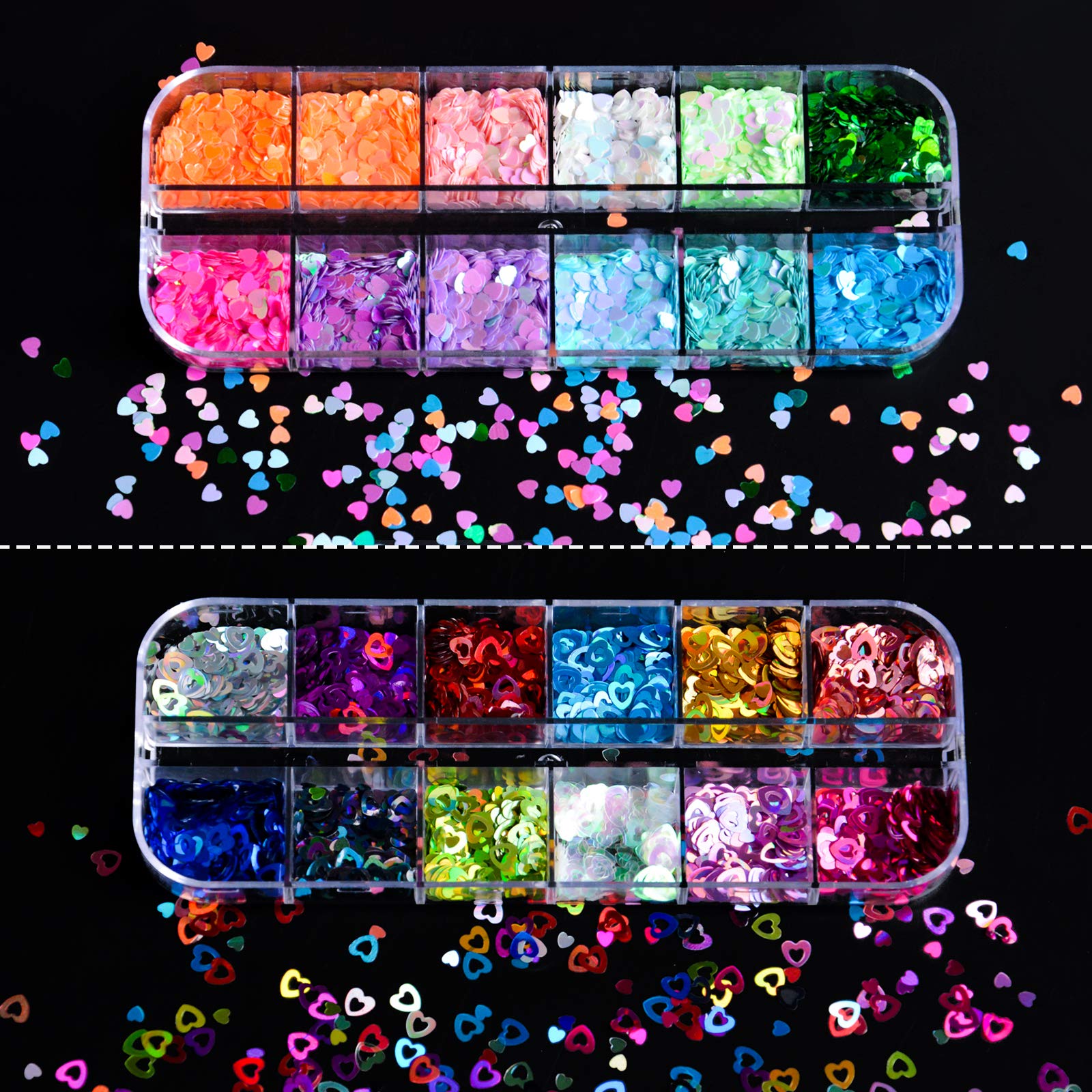 Ebanku heart shaped nail art glitter sequins on nail polish