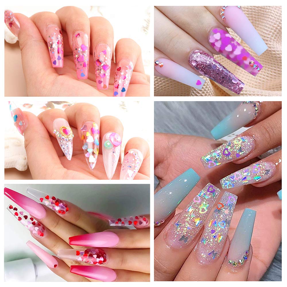 Variety of holographic heart sequins from Ebanku collection