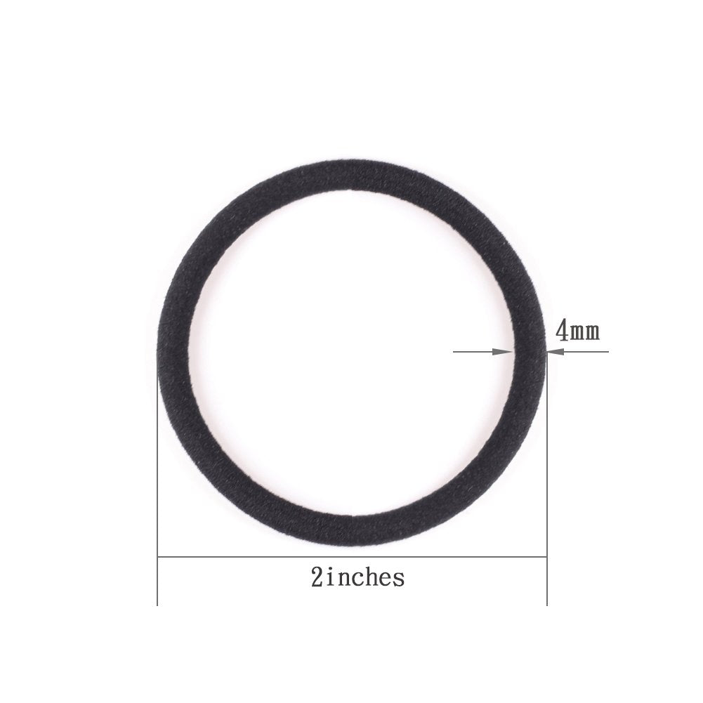 Close up of 4mm thick seamless elastic ponytail holder showing stretch durability.