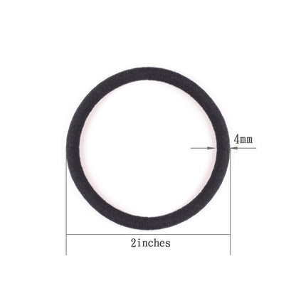 Close up of 4mm thick seamless elastic ponytail holder showing stretch durability.