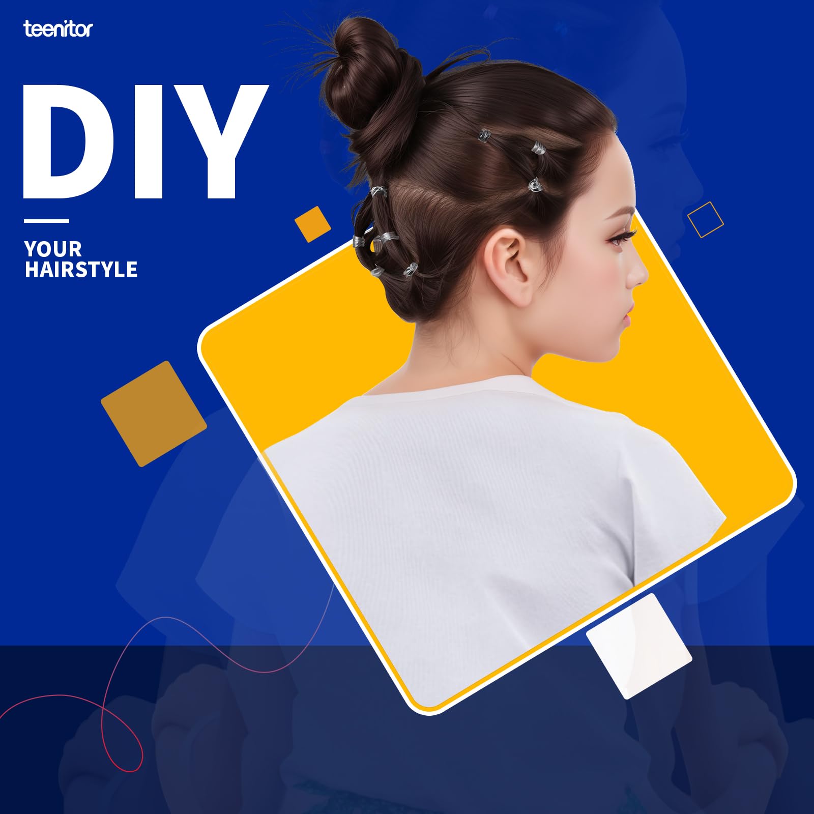 Clear mini hair elastics used on intricate braided hairstyle