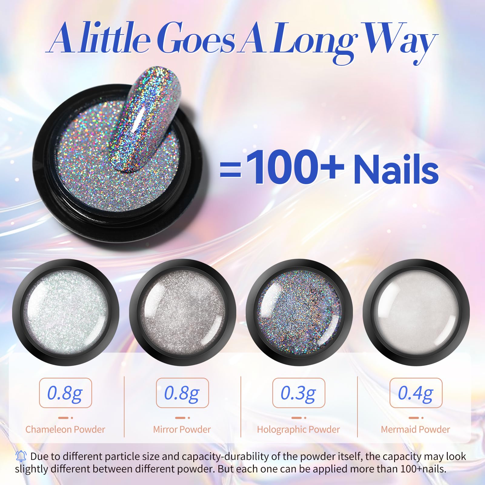 Holographic nail art design created with Born Pretty chrome powder