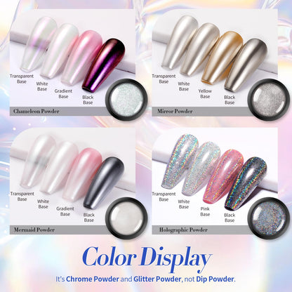 Born Pretty chrome nail powder kit containers arranged
