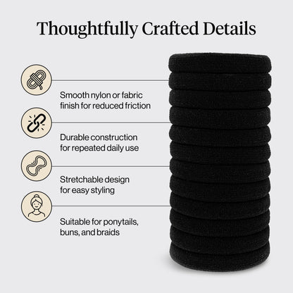 Eco friendly recycled nylon hair ties displayed on a clean background