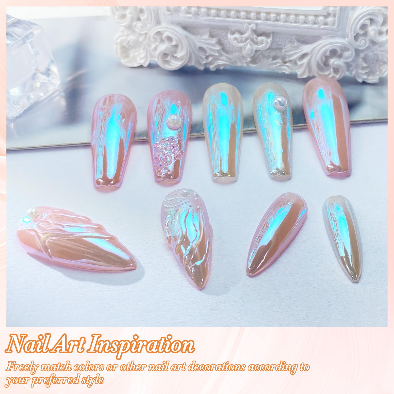 FNNZ nail powder jar with iridescent reflections