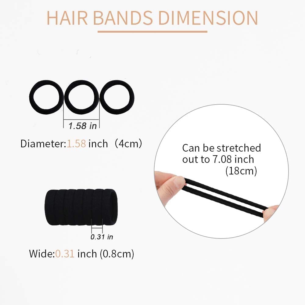 Bessrung thick black hair ties being used to secure a thick high ponytail