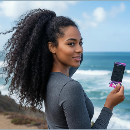 Goody thick hair elastics showing the seamless metal-free joint construction.