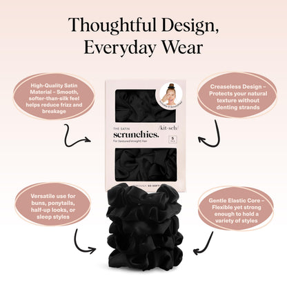 Gentle satin hair accessories from Kitsch designed to prevent breakage