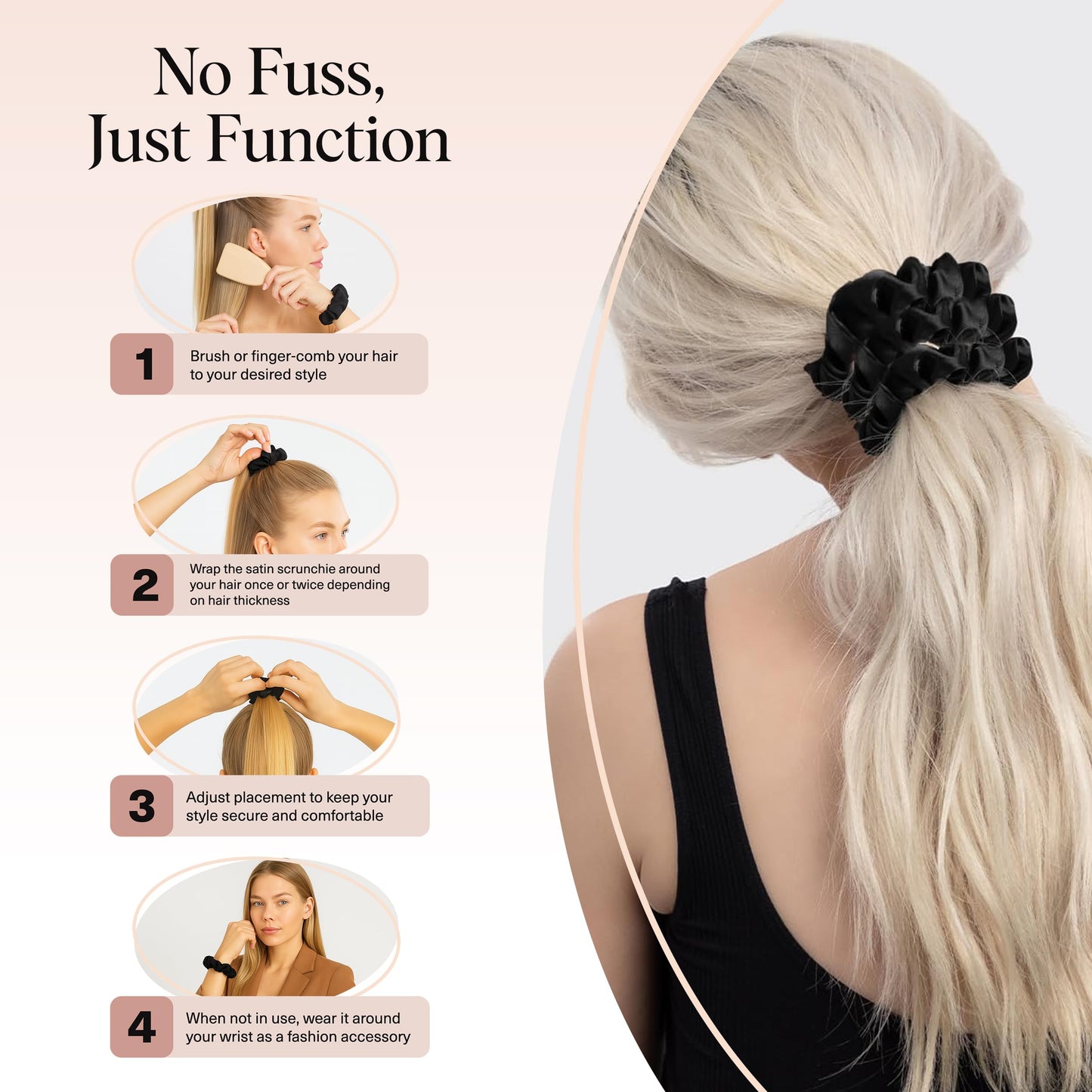 Five piece set of authentic Kitsch protective night use scrunchies