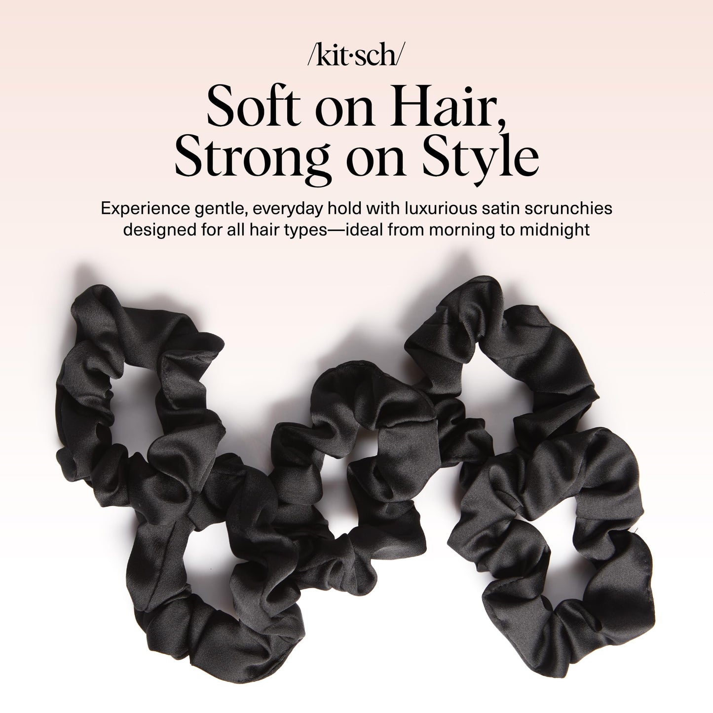 Stylish everyday wear black satin hair ties by Kitsch brand