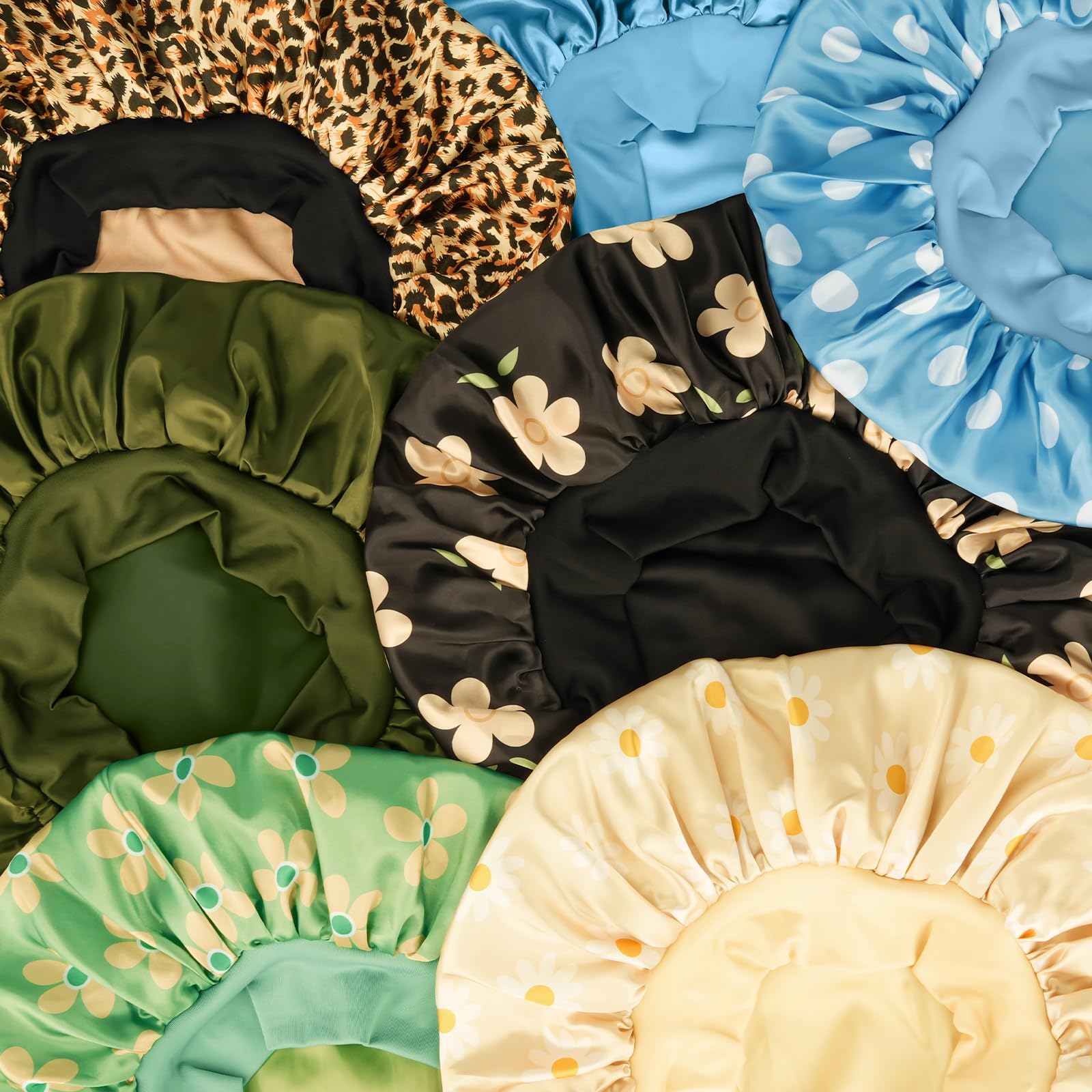 LEADUWAY imported satin night cap showing the spacious interior designed to protect voluminous curly hairstyles