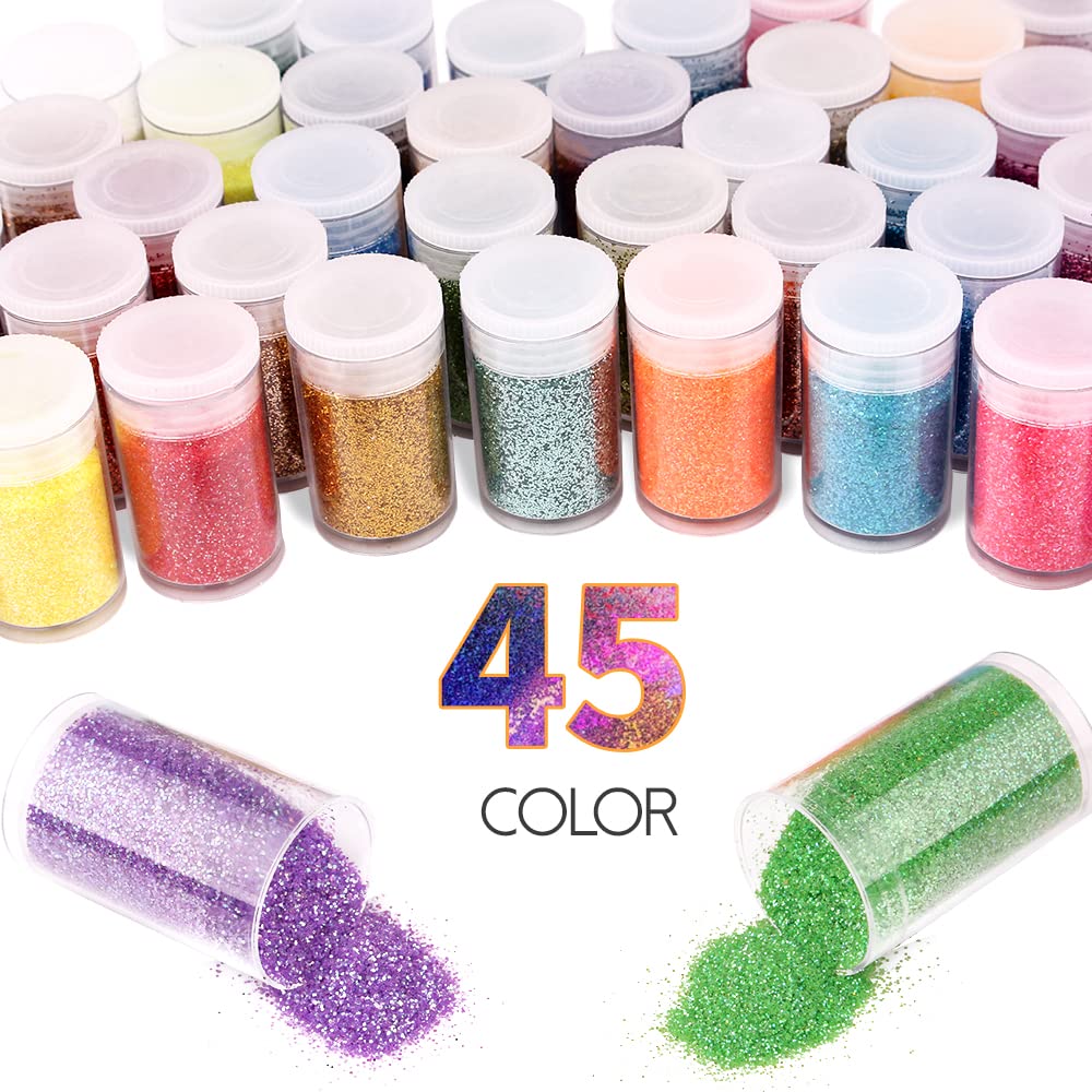 Linwulte 45 colors glitter set for resin art and crafts
