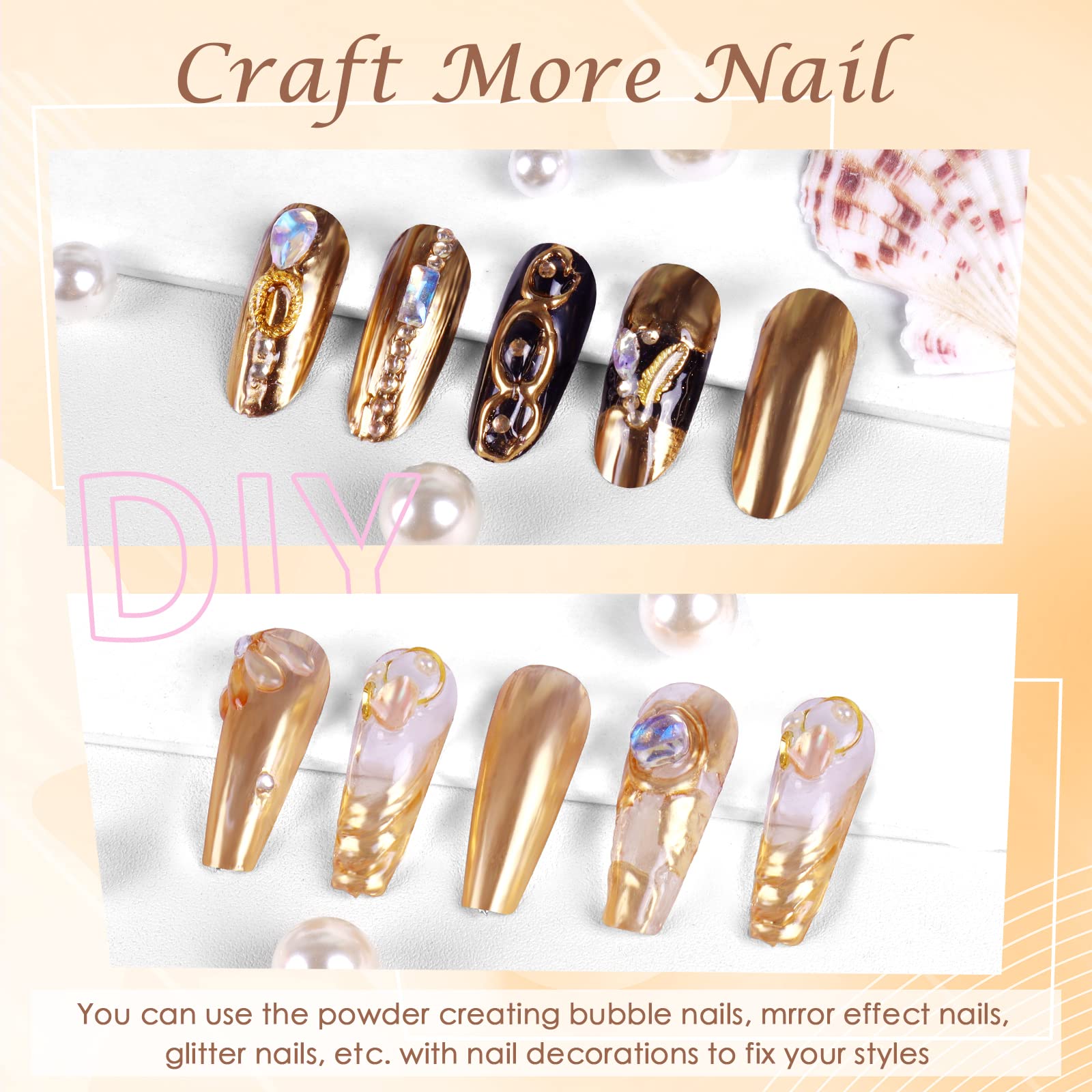 Top view of gold holographic glitter pigment for crafts