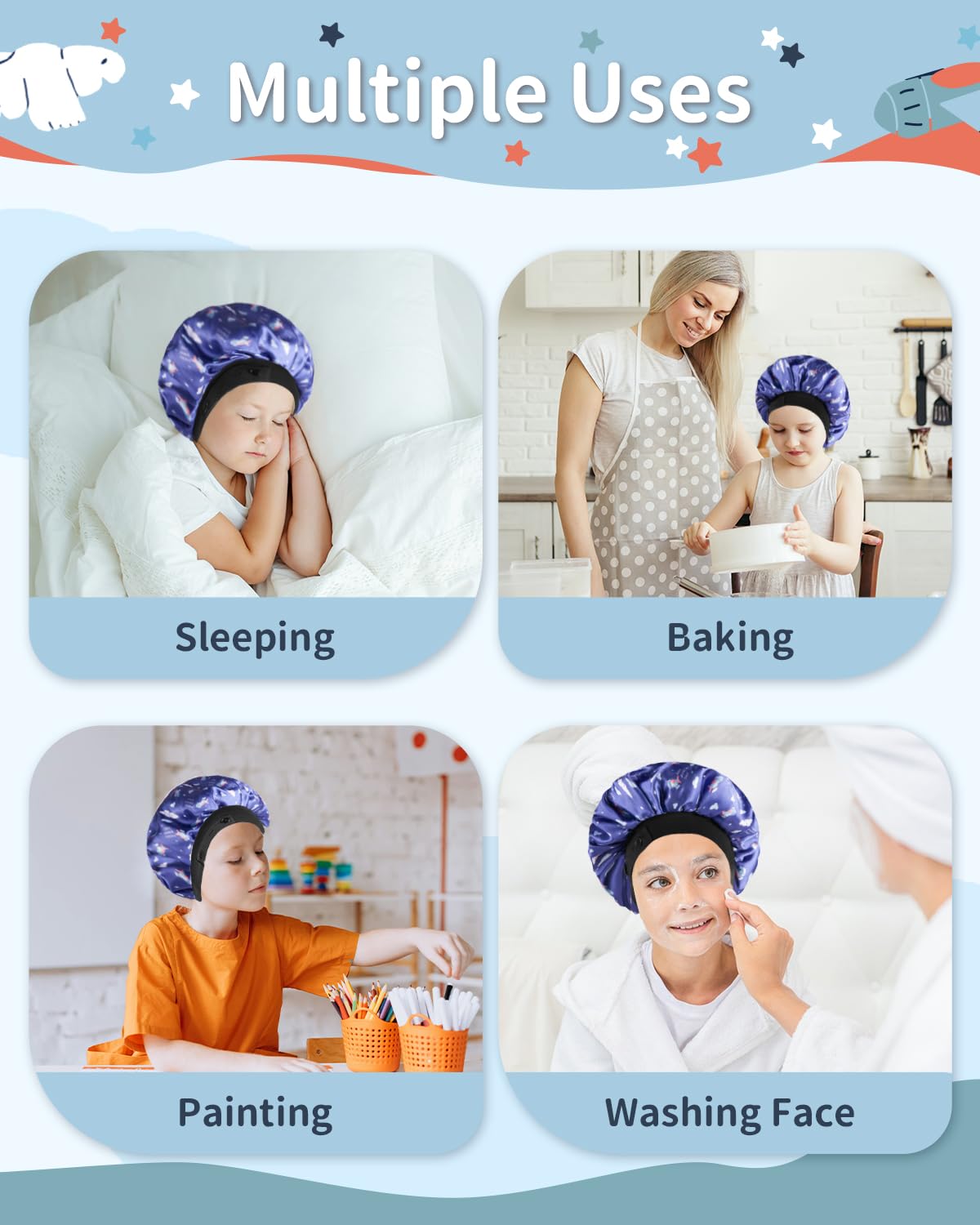 WINSTECK children hair bonnet for curly hair protection