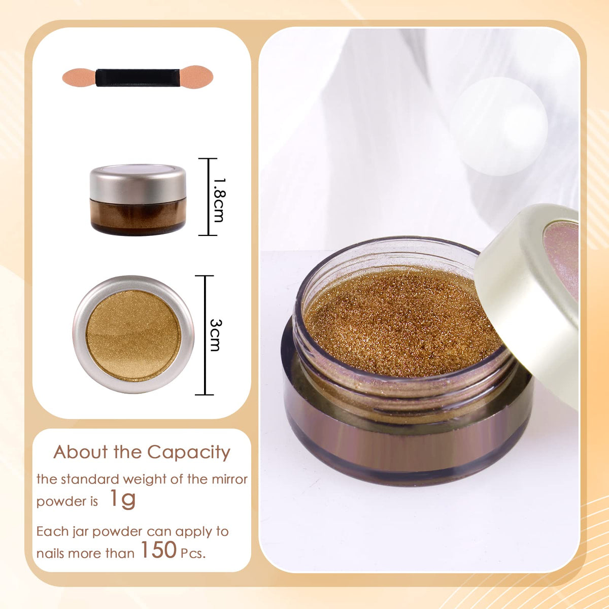 Application of Laza gold chrome nail powder using sponge tool