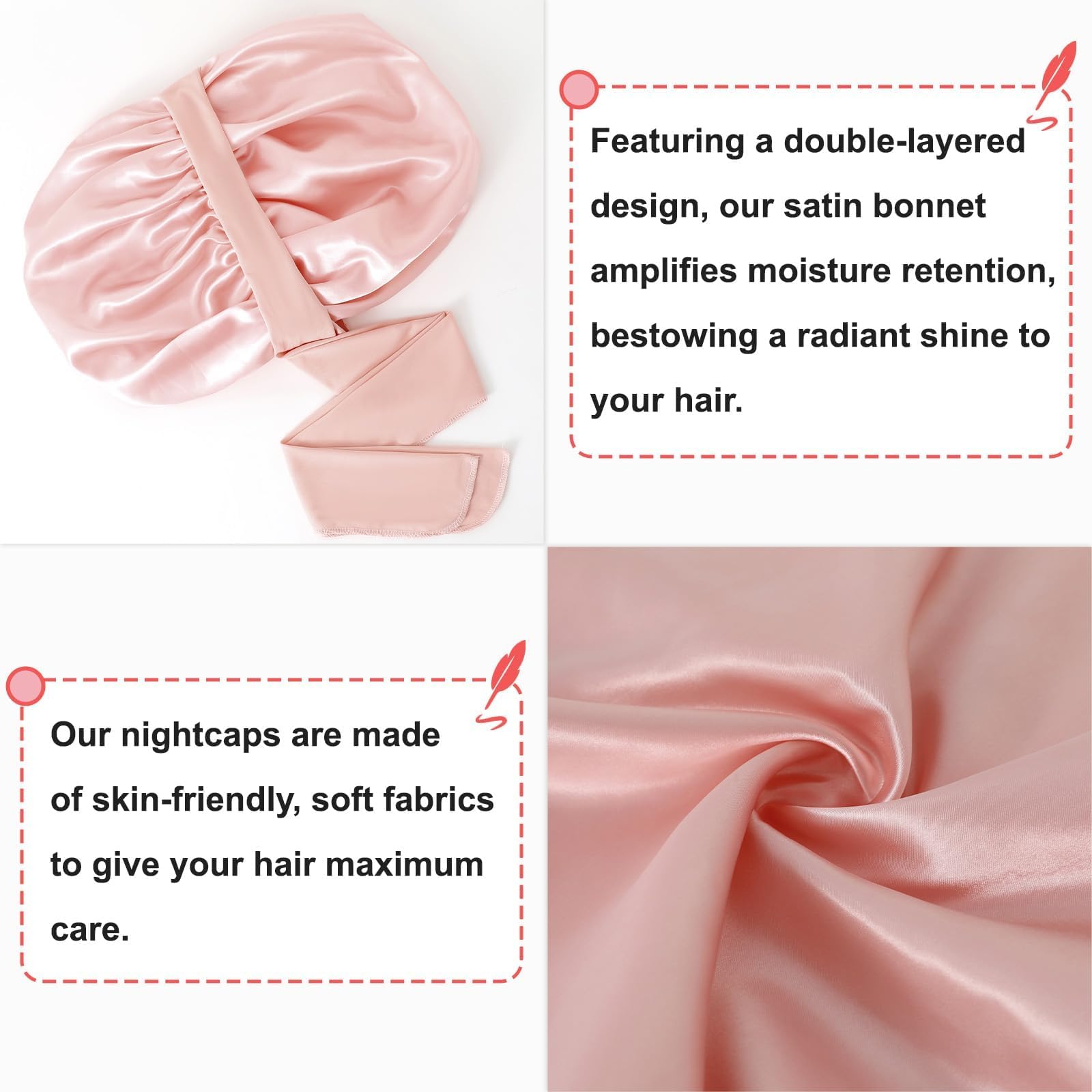 Premium satin sleeping cap for women natural curly hair texture close up