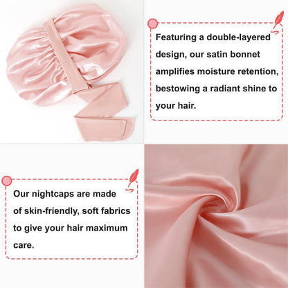 Premium satin sleeping cap for women natural curly hair texture close up