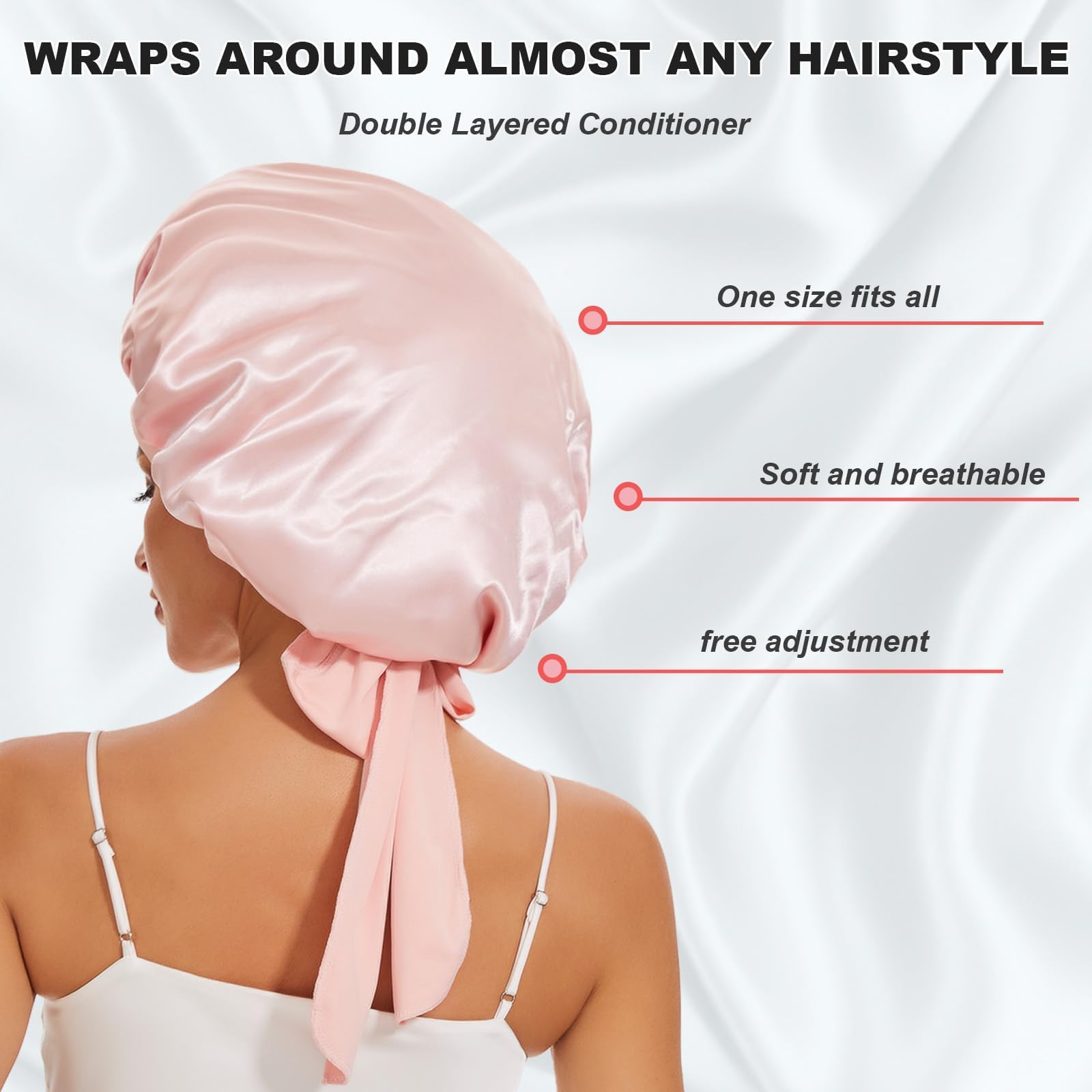 Spacious interior lining of double layer satin bonnet for hair protection